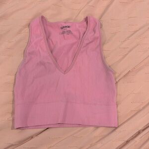 Garage Women's Pink Ribbed Crop Top